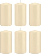 6x Cremewitte cilinderkaarsen/stompkaarsen 8 x 15 cm 69 branduren - Geurloze kaarsen – Woondecoraties