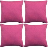 Kussenhoezen 4 stuks linnen look roze 40x40 cm