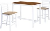 Bartafel- en barstoelenset massief hout bruin en wit 3-delig