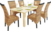 Eetkamerstoelen 6 st abaca en massief mangohout
