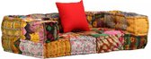 Tweezitsbank met armsteunen modulair stof patchwork