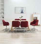 Eetkamerstoelen draaibaar 6 st stof wijnrood