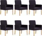 Eetkamerstoelen 6 st kunstleer donkerbruin