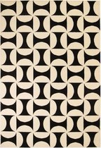Vloerkleed modern geometrisch ontwerp 80x150 cm beige/zwart