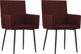 Eetkamerstoelen met armleuningen 2 st stof wijnrood
