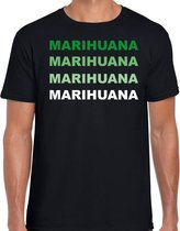 Marihuana fun t-shirt zwart met groene bedrukking voor heren - wiet / hasj - shirt/kleding S