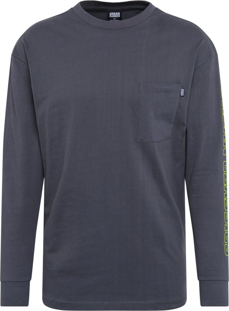 Urban Classics Neon Logo Boxy Pocket Longsleeve shirt S Grijs