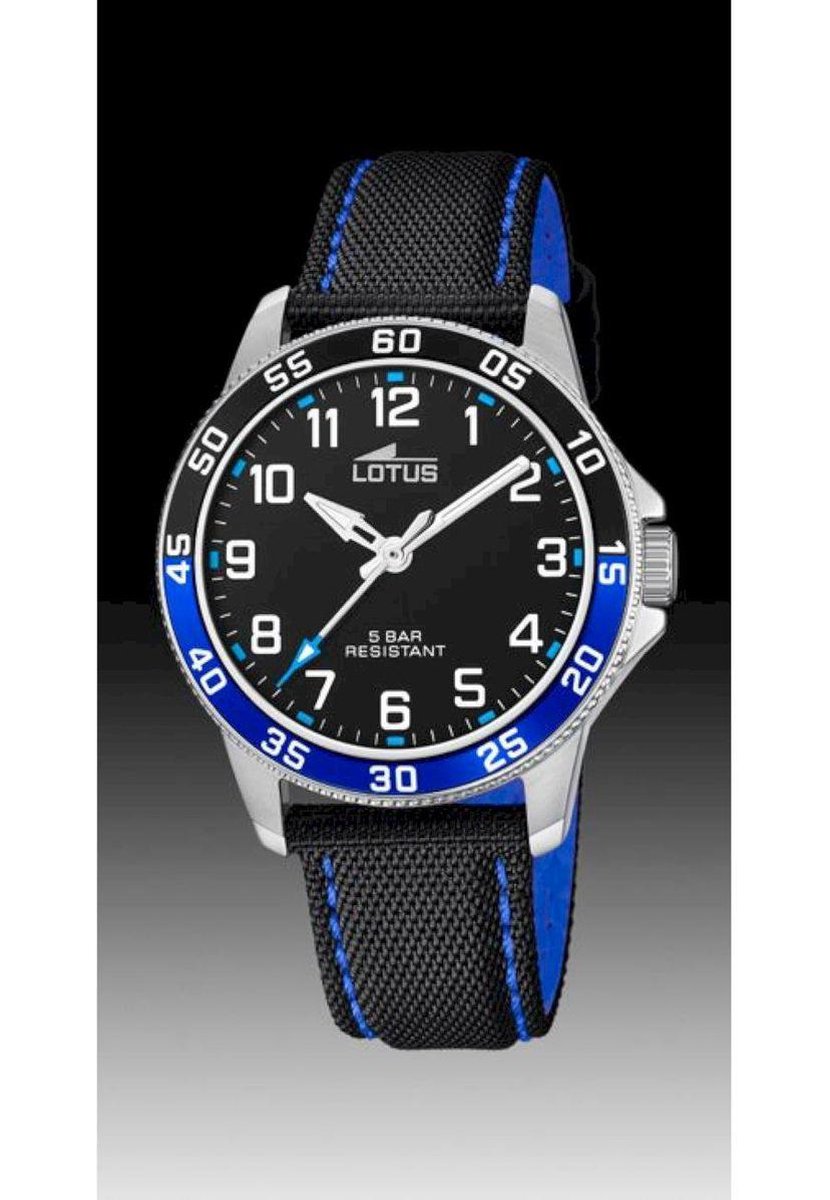 Lotus Junior collection Horloge - Lotus mensen horloge - Zwart - diameter 36 mm - roestvrij staal