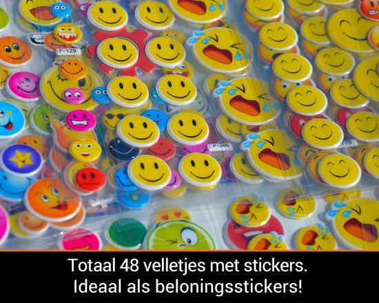 Autocollants Smiley 48 feuilles Autocollants de récompense pour Enfants Garçons Filles | 1350+ morceaux de mousse 3D | King Mungo KMST007