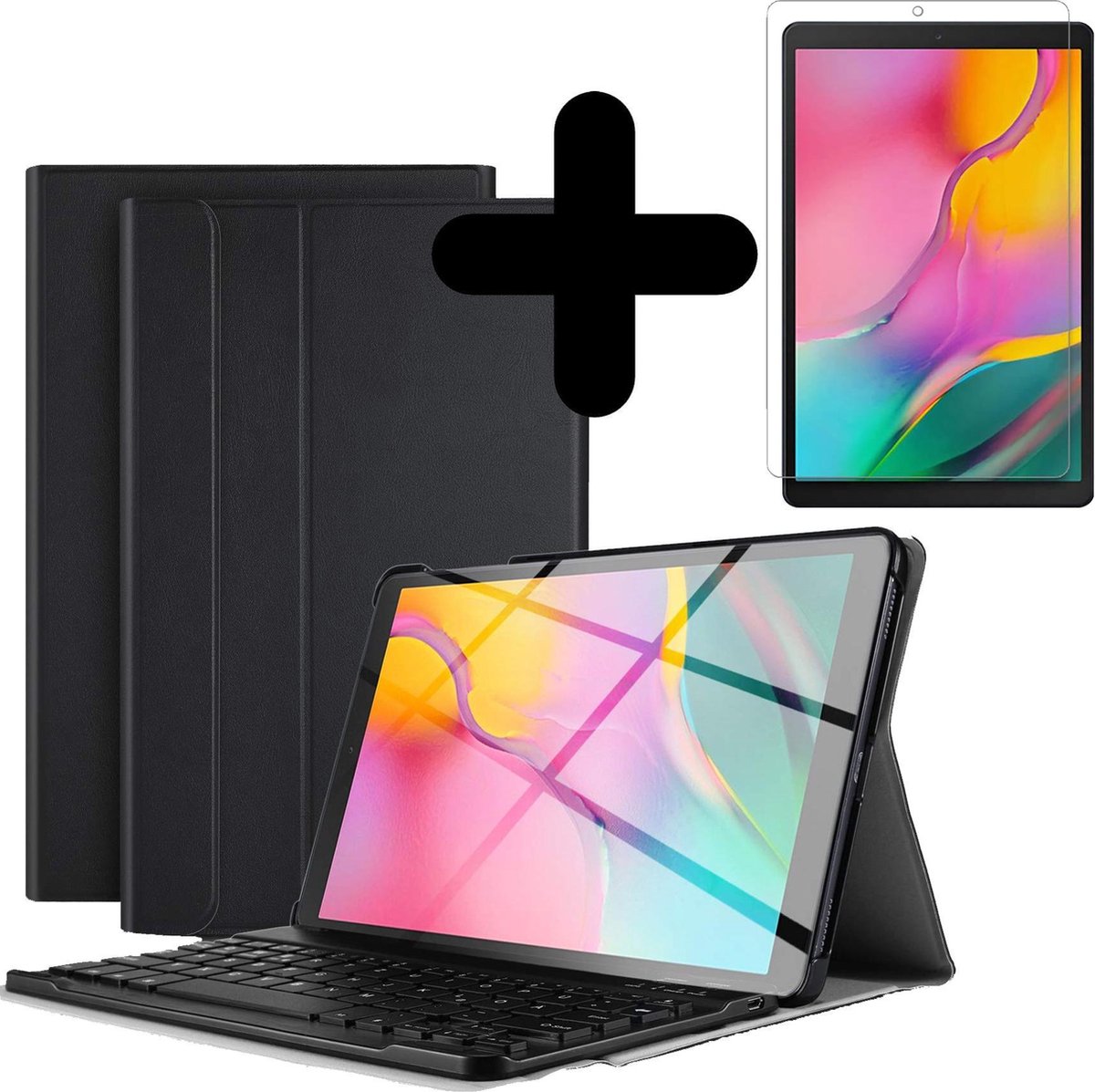 Hoes Geschikt voor Samsung Galaxy Tab S5e Hoes Toetsenbord Hoesje Keyboard Case Cover Met Screenprotector - Hoesje Geschikt voor Samsung Tab S5e Hoes Toetsenbord Case - Zwart