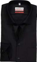 MARVELIS modern fit overhemd - mouwlengte 7 - zwart - Strijkvrij - Boordmaat: 45