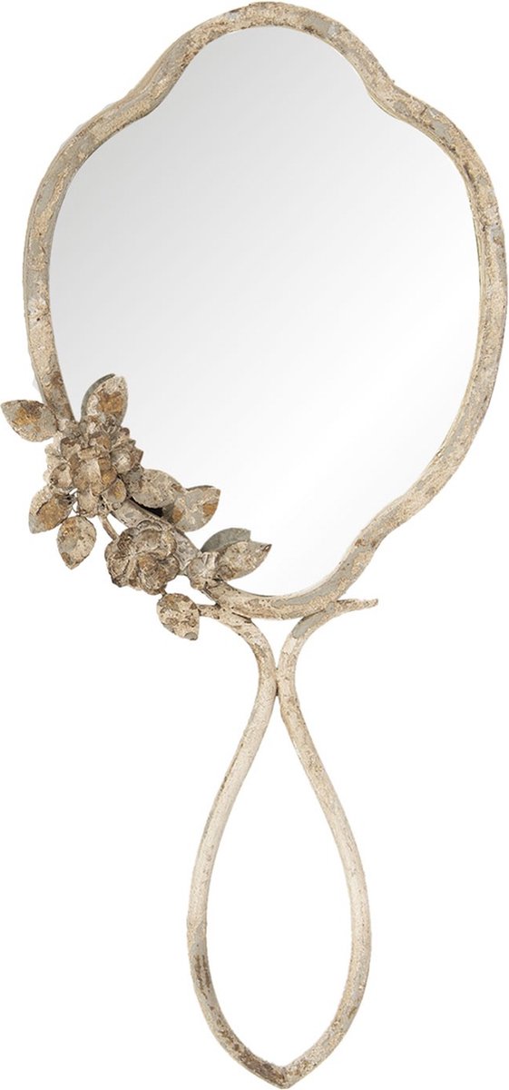 Spiegel 25x57 cm Beige IJzer Bloemen