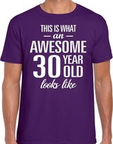 Awesome 30 year / 30 jaar cadeau t-shirt paars heren S