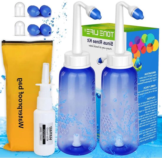 Foto: Neti pot sinus spoel kit 300ml 10oz 2 stuks fles 4 mondstuk neusspray neus cleaner sinus irrigatie neussproeier geblokkeerde neus neusdouche