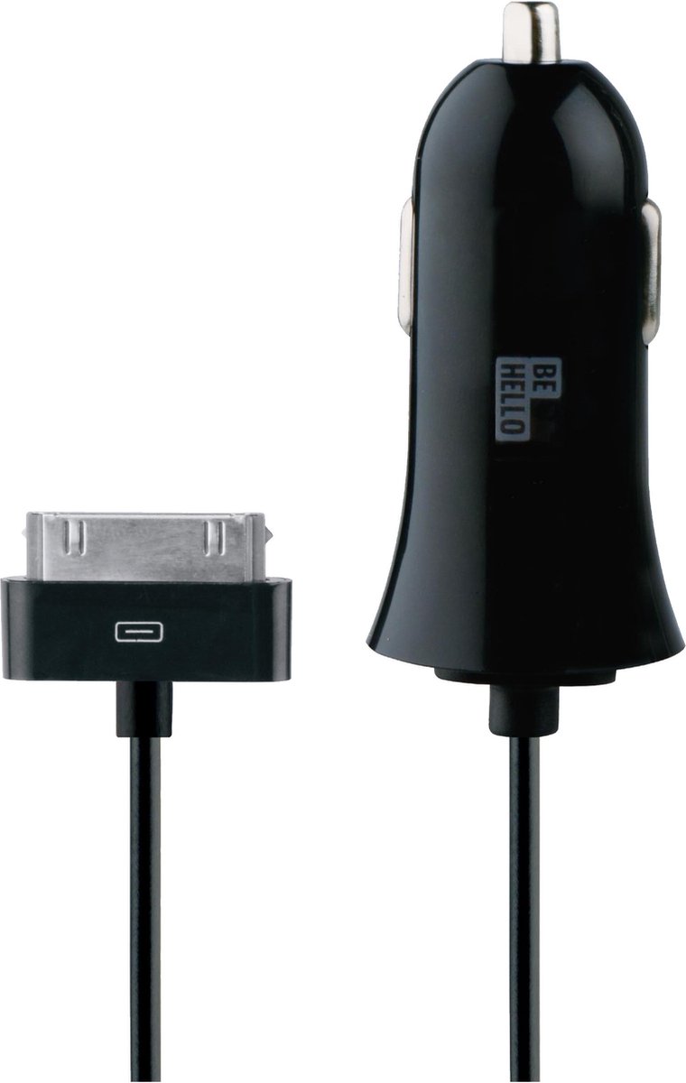 BeHello Autolader met Kabel 30 pin (1,2m) 2.1A Recht - Zwart
