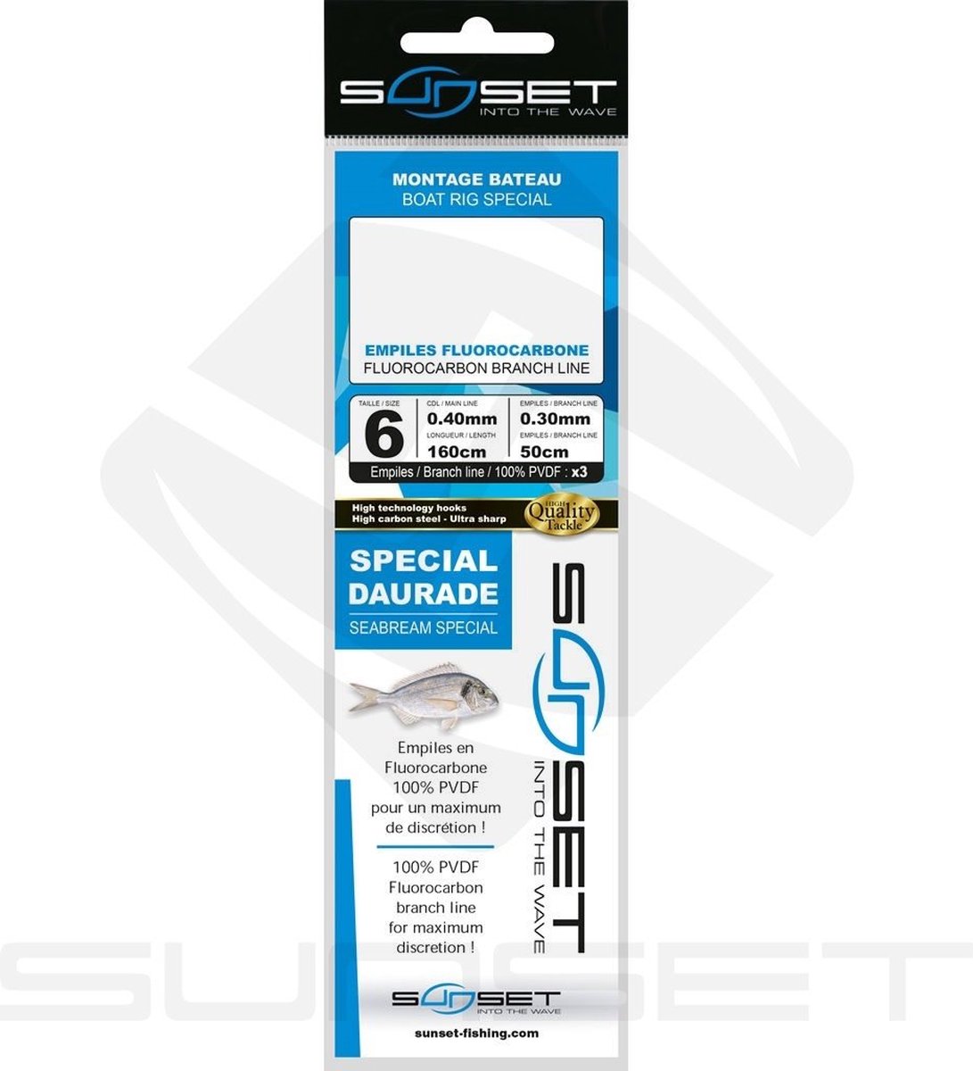 Sunset Boat Rig Special Fluorocarbon Branch Line Seabream Special 160cm (3 pcs) - Maat : Haak 4 - 0.40mm