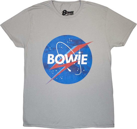 David Bowie - Starman Logo Heren T-shirt - L - Grijs