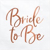 Serviettes blanches avec la mariée en or rose 20 pcs