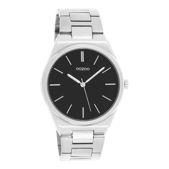 OOZOO Timepieces - Zilverkleurige horloge met zilverkleurige roestvrijstalen armband - C10521