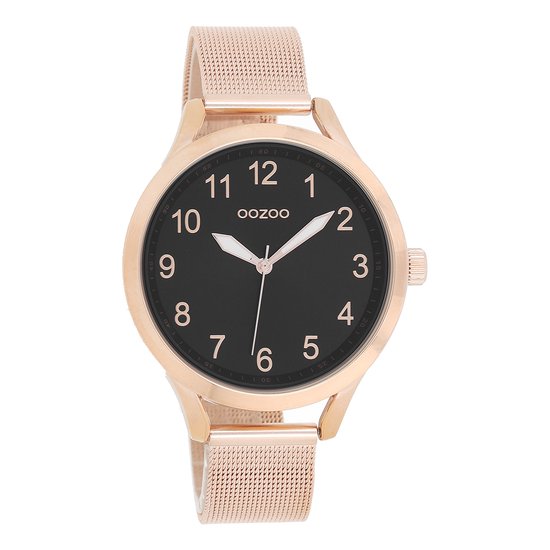 OOZOO Timepieces - Rosé goudkleurige horloge met rosé goudkleurige metalen mesh armband - C9119
