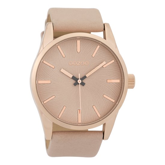 OOZOO Timepieces - Rosé goudkleurige horloge met oud roze leren band - C9626