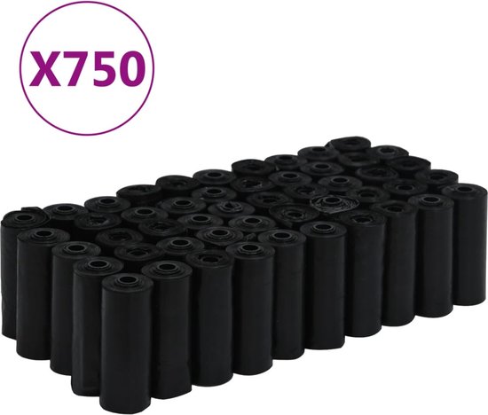 Vida XL - Hondenpoepzakjes - Wegwerpzakjes - Luierzakjes 750 stuks 30x20 cm polyetheen zwart