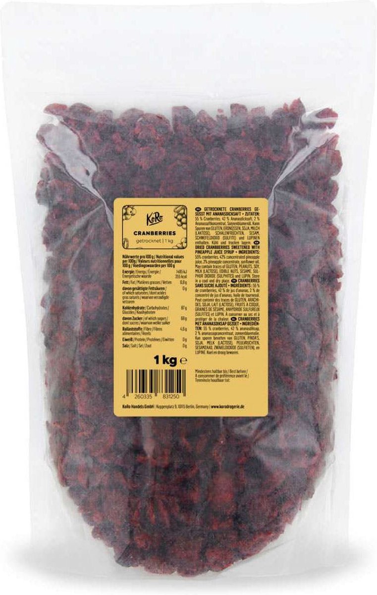 Goedkoopste KoRo | Cranberry's gezoet met ananassap 1 kg
