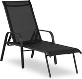 Chaise longue Uniprodo - noir - structure en acier - dossier réglable