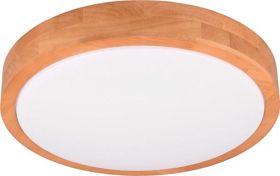 LED Plafondlamp - Torna Osea - 24W - Warm Wit 3000K - Dimbaar - Beige - Natuur Hout