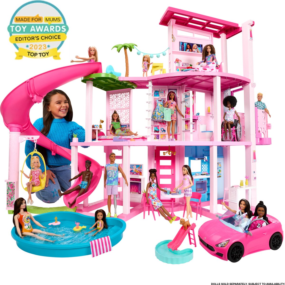 Barbie Droomhuis Poppenhuis – 114 cm Hoog - Met Glijbaan en 75+ Accessoires — afbeelding 4