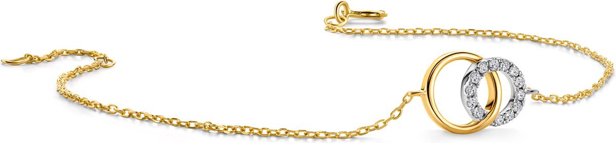 Miore Pure Armband Dames - 9 Karaat - Cirkels - Handgemaakte Schakelarmband - Kleur Geelgoud - 18 cm
