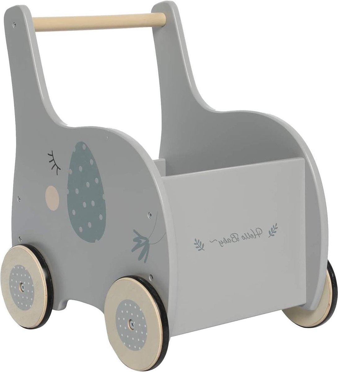 Loopwagen Houten olifant loophulp opbergruimte 1-3 jaar peuters push & pull speelgoed Loopwagen