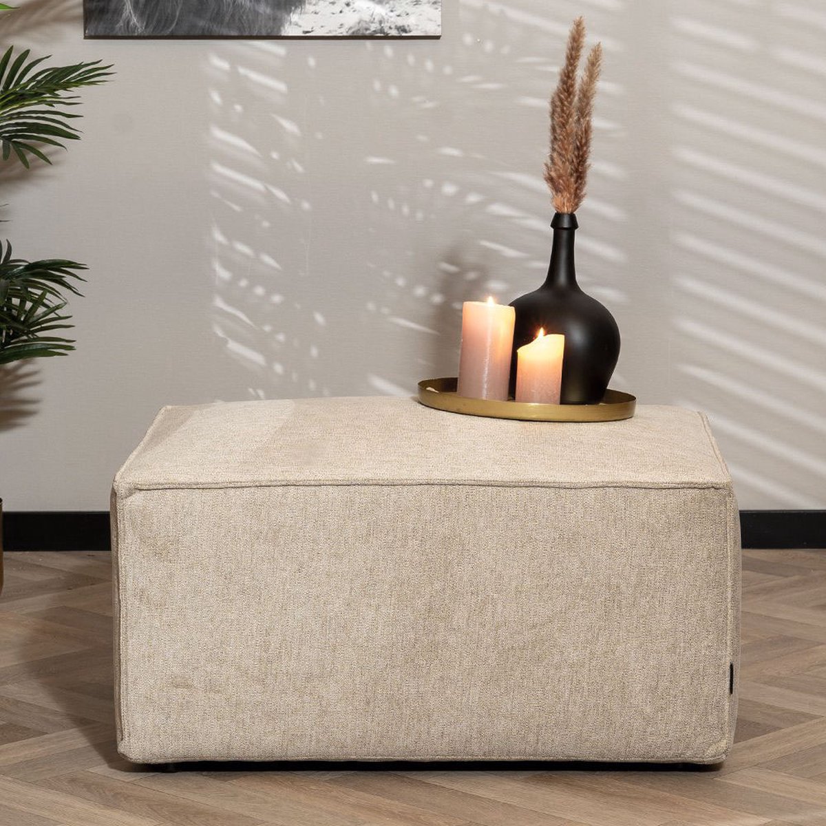 Bronx71® Scandinavische hocker Memphis stof gemêleerd taupe