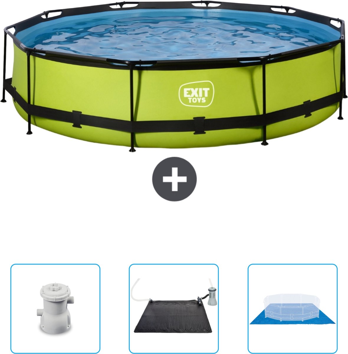 EXIT Rond Lime Frame Zwembad – 360 x 76 cm – Inclusief Pomp – Solar Mat – Grondzeil – Nu extra voordelig EXIT Rond Lime Frame Zwembad – 360 x 76 cm – Inclusief Pomp – Solar Mat – Grondzeil – Nu extra voordelig