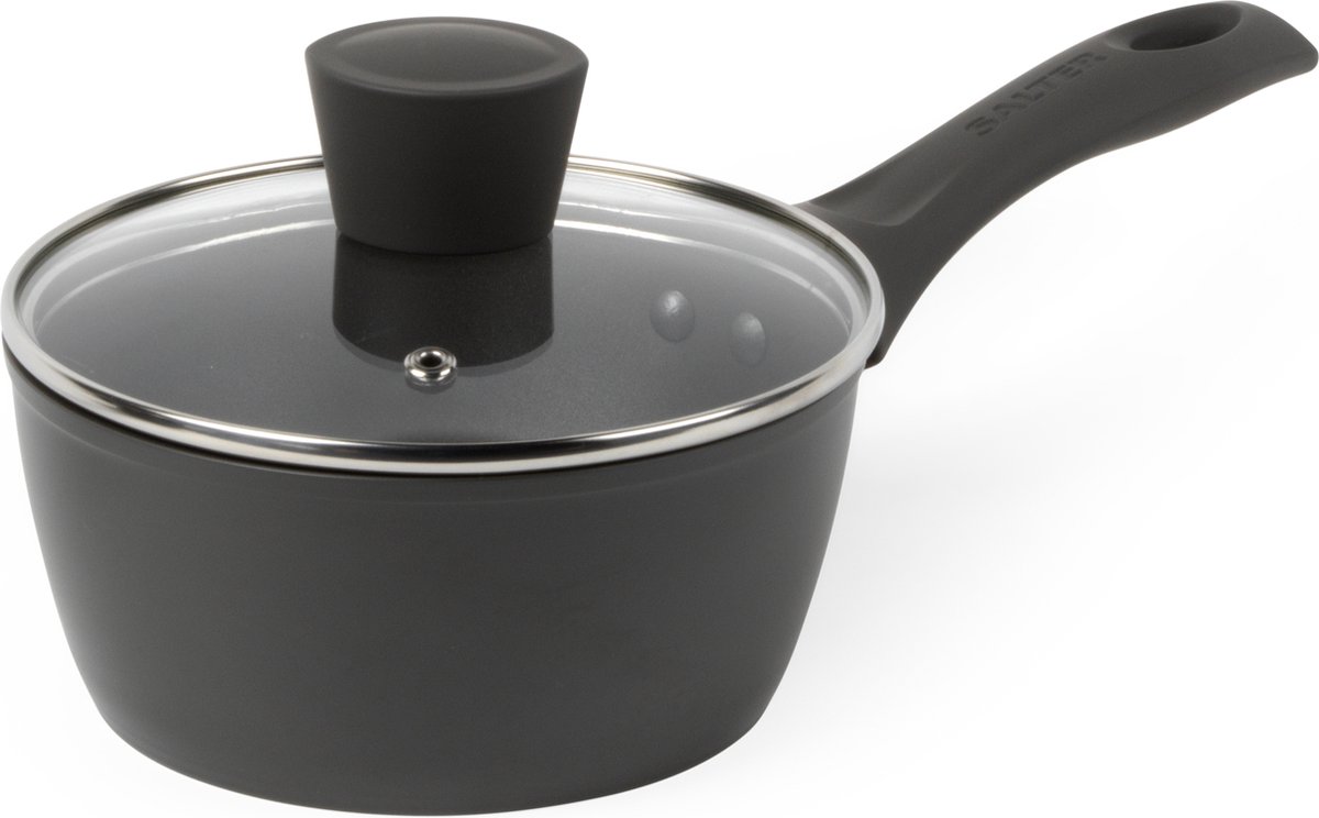 Salter Cosmos 16cm steelpan niet-klevend 1 25 l kookpot inclusief deksel van getemperd glas met stoomopening Soft Touch-handvat