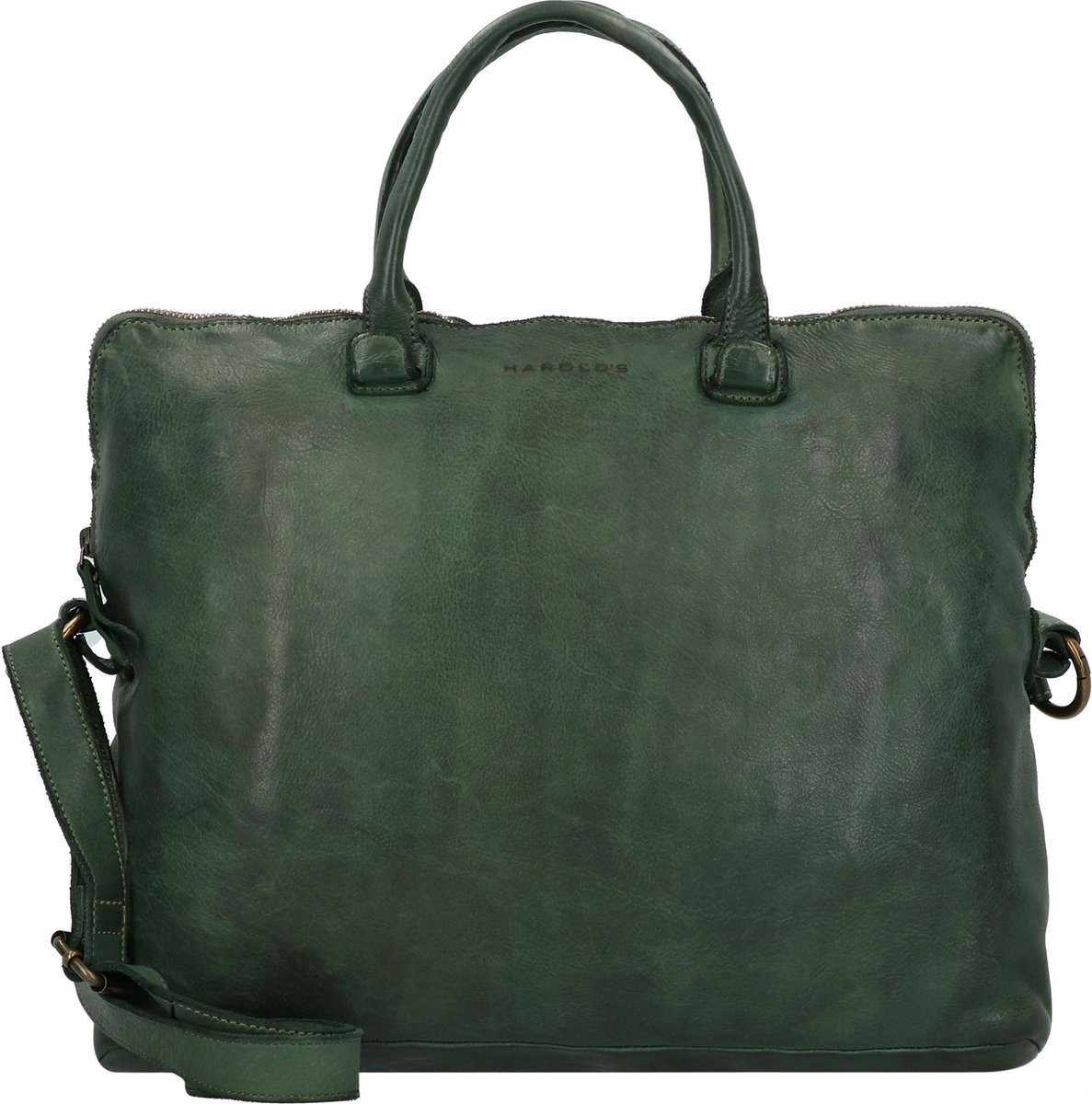 HAROLD'S Leren Business tas Laptoptas met laptopvak Submarine Post-Businessbag Green Donkergroen