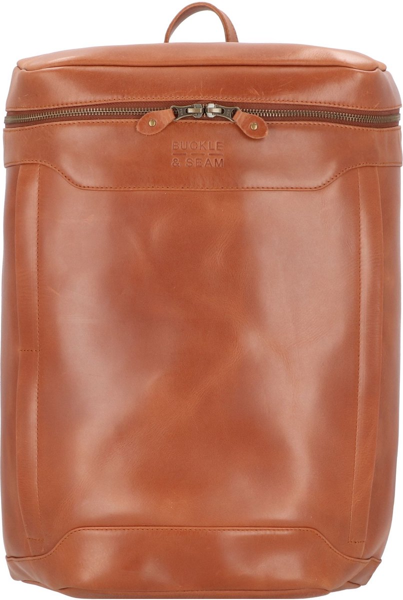 BUCKLE & SEAM Leren Vrije tijd rugzak Rugzak met laptopvak Siwa Dot Leather Backpack Cognac Bruine