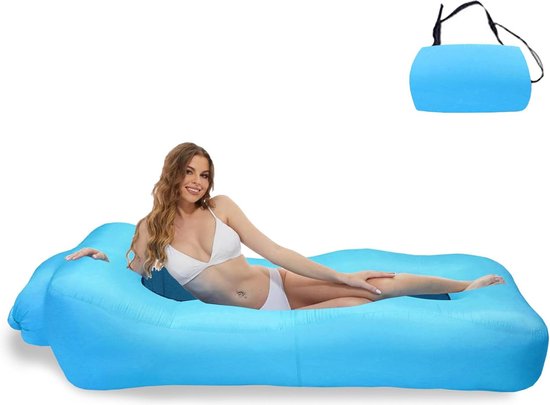 Xlabor Luzy Lounger Opblaasbare Bank - Waterdicht - Draagbaar - Donkerblauw - Voor Strand & Camping