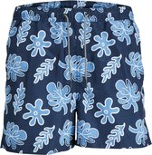 Jack & Jones Heren Zwemshorts JPSTFIJI AOP Donkerblauw Bladeren Print - Maat XL