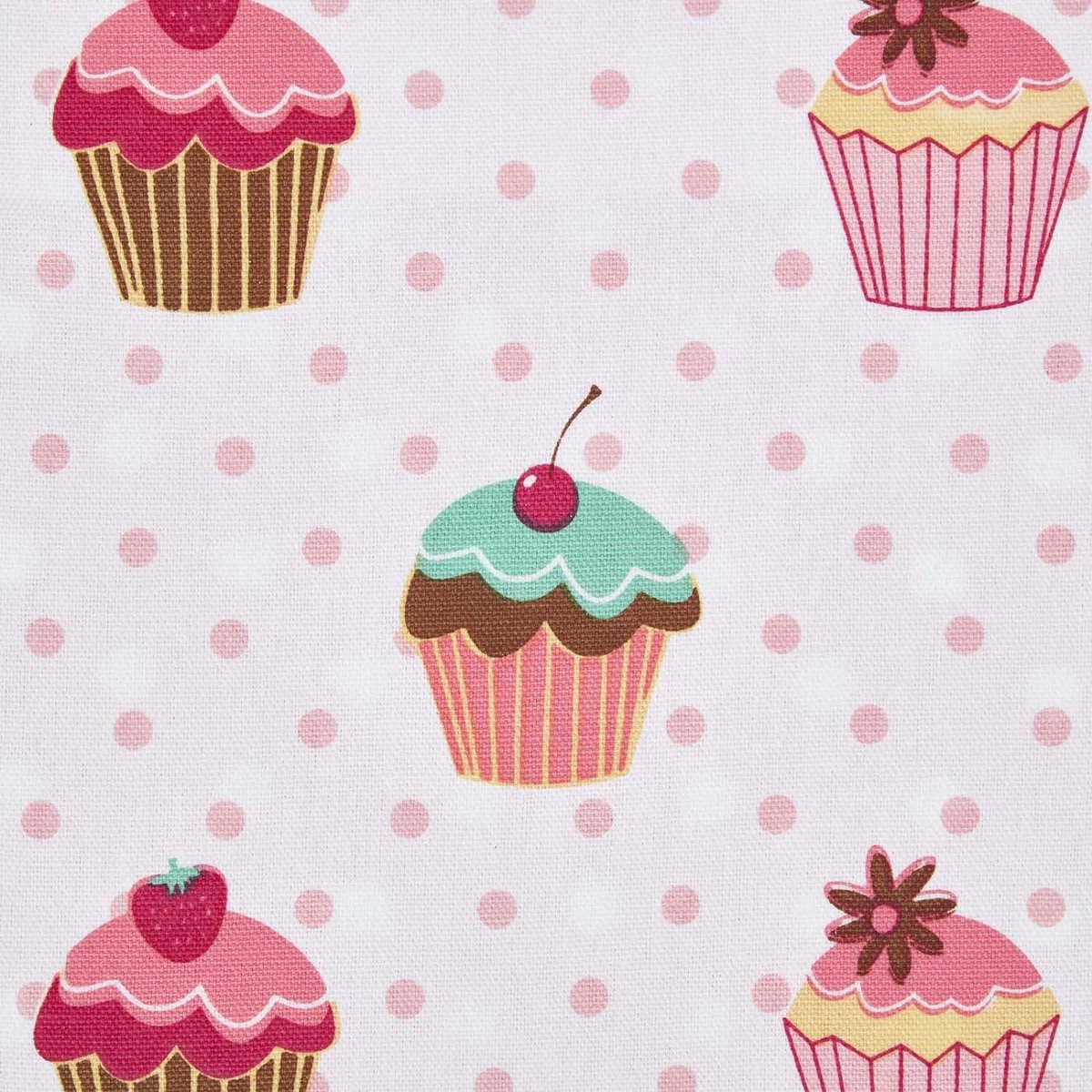 Homescapes Cupcakes Katoenen Stof - Cupcake Patroon Verkocht per meter, 150 cm breed