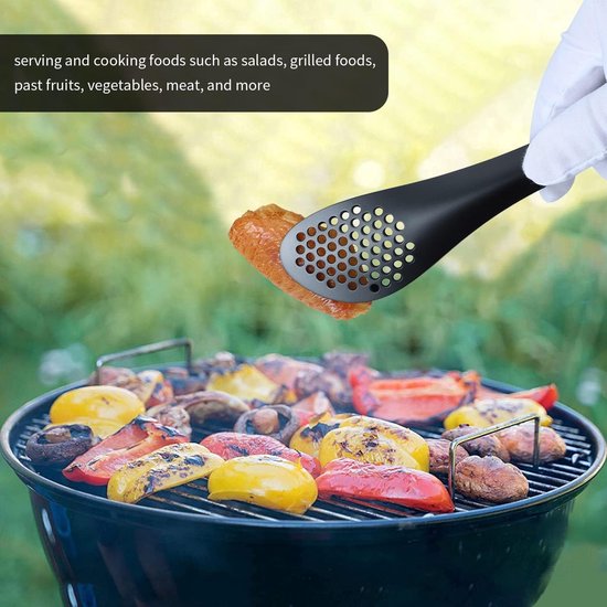 Buffetang van roestvrij staal – keukentang voor koken en serveren (zwart – 23 cm serveertang)