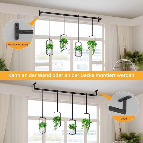 Bomclap Hangende bloempot, set van 4 ronde bloemhangers met melamine