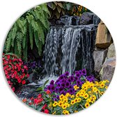 Waterfall wandcirkels - Natuur schilderij rond - Schilderij rond Bloemen - Wanddecoratie kinderkamer - Wanddecoratie rond - Slaapkamer decoratie muurcirkel forex 100x100 cm