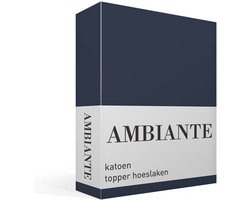 Ambiante Katoen - Topper Hoeslaken - 160x220 - Donker Blauw
