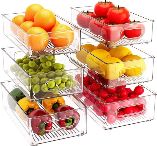Refrigerator Storage Organizer - Stackable Fridge Organizers 6 Pcs (3 ...