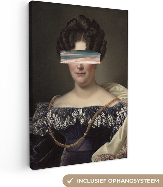 Adapté du vieux maître Alexandre Jean Dubois Drahonet au trait abstrait 90x140 cm - Tirage photo sur toile (Décoration murale salon / chambre)