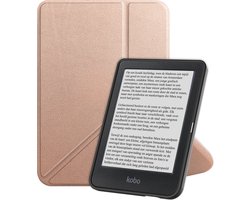 Hoesje Geschikt voor Kobo Clara BW Hoes Bescherm Hoesje Case Sleep Cover Trifold - eReader Hoes Geschikt voor Kobo Clara BW - Rosé Goud