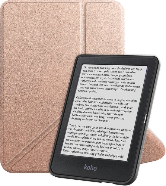 Hoesje Geschikt voor Kobo Clara BW Hoes Bescherm Hoesje Case Sleep Cover Trifold - eReader Hoes Geschikt voor Kobo Clara BW - Rosé Goud