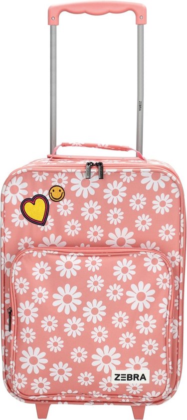 Zebra Trends Adventure Kinderkoffer - Trolley - Bloemetjes Roze - Flowers - Koffer