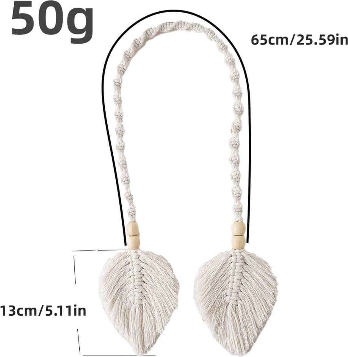 Set van 2 magnetische gordijnhouders van katoen, handgeweven, boho-stijl, voor woonkamer, slaapkamer, eetkamer, badkamer, keuken, kantoor